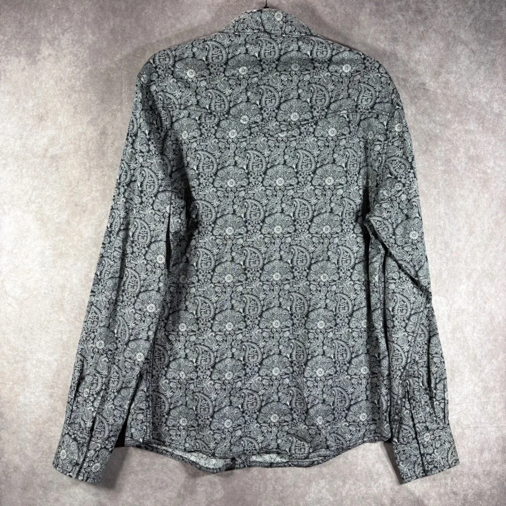 Wrangler Shirt Mens Large Black Retro Premium Paisley Snap Button Western Cowboy